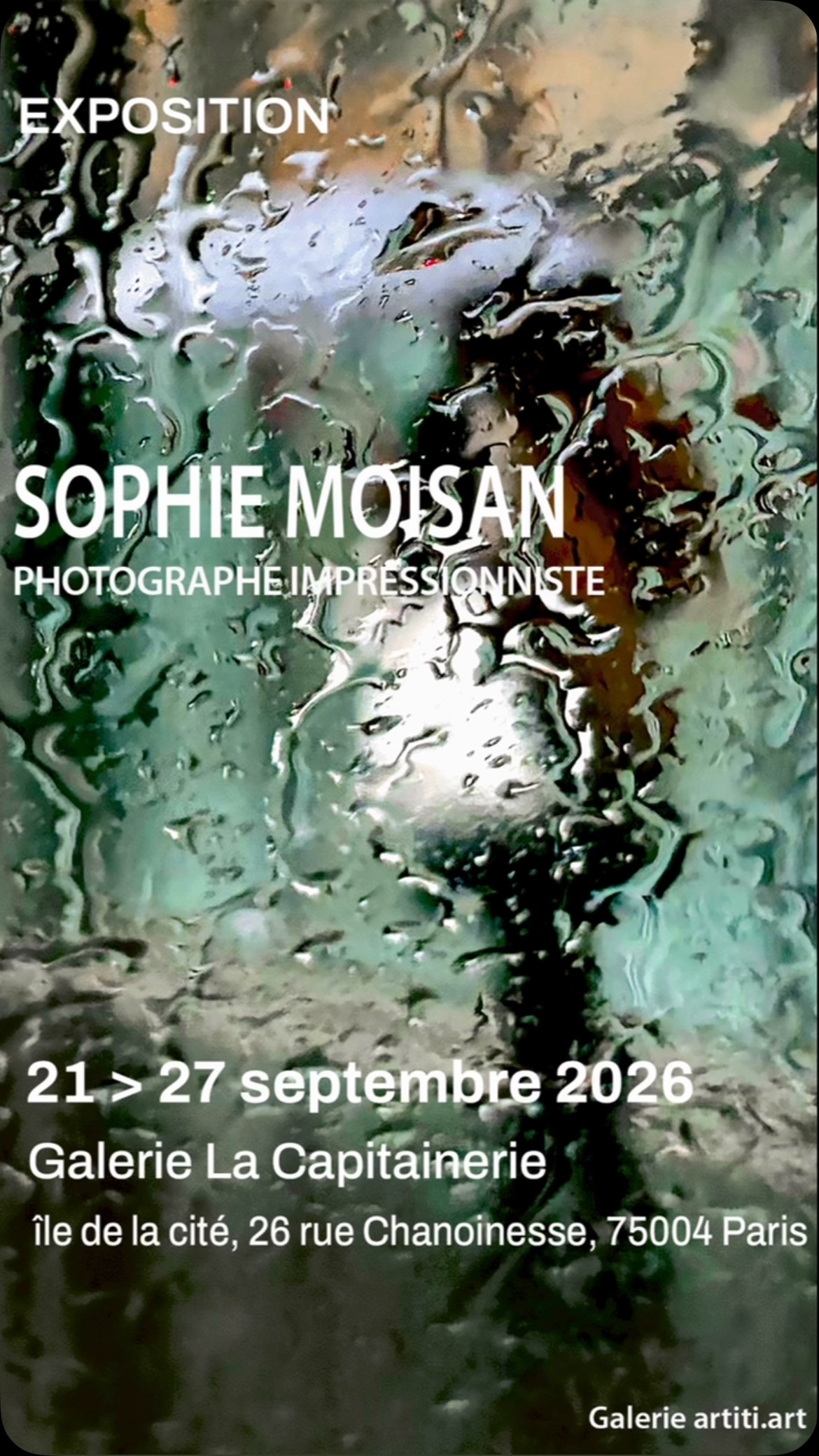 Sophie Moisan expose sa série « La pluie ensoleillée » du 21 > 27/09 à la galerie la Capitainerie sur l’île de la cité à Paris. 26 rue Chanoinesse 75004 Paris. La pluie sera la bienvenue. #sophiemoisan #artiti #photoimpressionism  #pluieparis